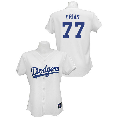 Carlos Frias #77 mlb Jersey-L A Dodgers Women's Authentic Home White Baseball Jersey